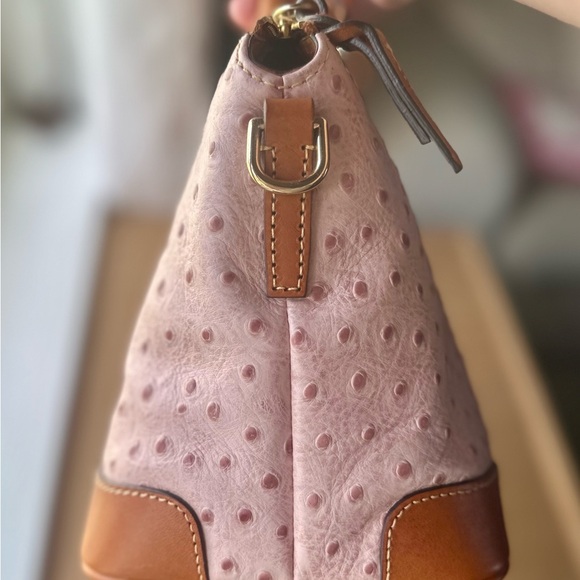 Dooney & Bourke Charlie Satchel in Pink Ostrich - Picture 3 of 7